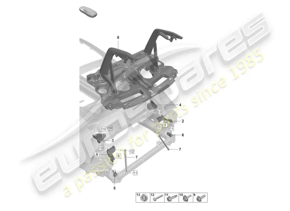 porsche 2022 (992-1 gt3/rs/st) diagrama de piezas del spoiler trasero