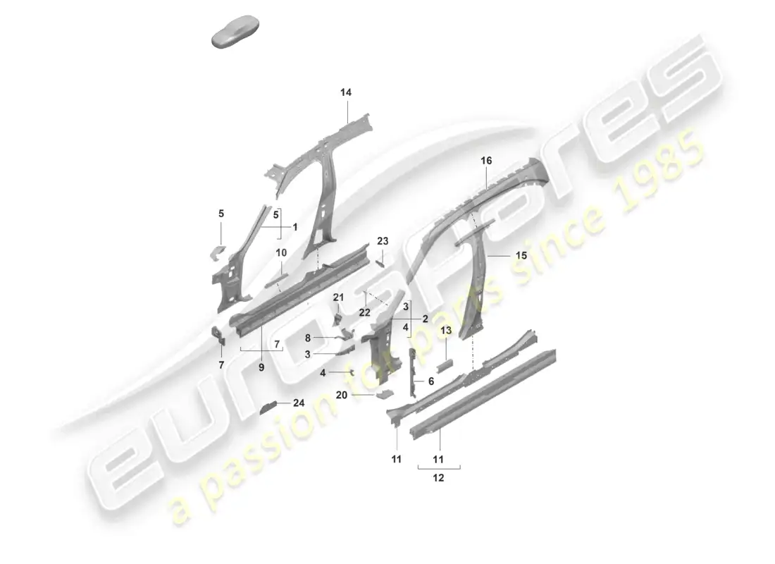 porsche 2023 (taycan 9j1-1) panel lateral, parte delantera interior diagrama de piezas