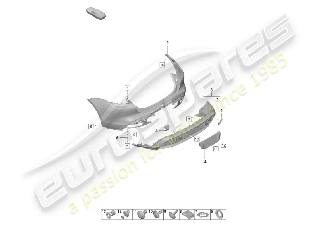 porsche 2023 (taycan 9j1-1) parachoques trasero para variante de equipamiento: básico st diagrama de piezas