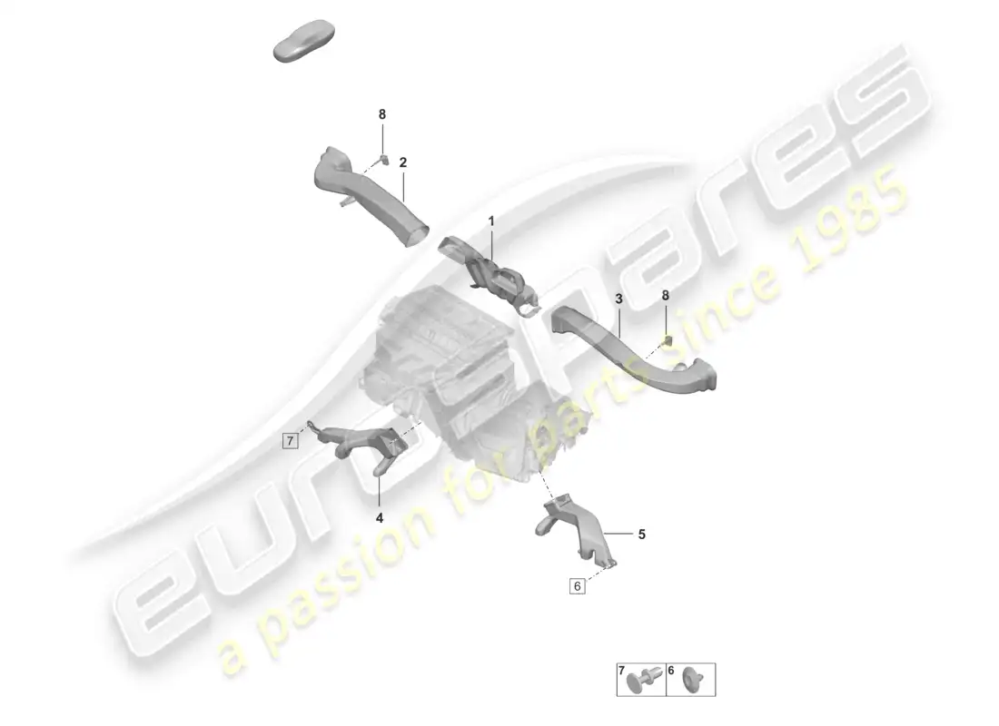 porsche 2022 (992-1 gt3/rs/st) diagrama de piezas de la guía del aire interior del aire acondicionado