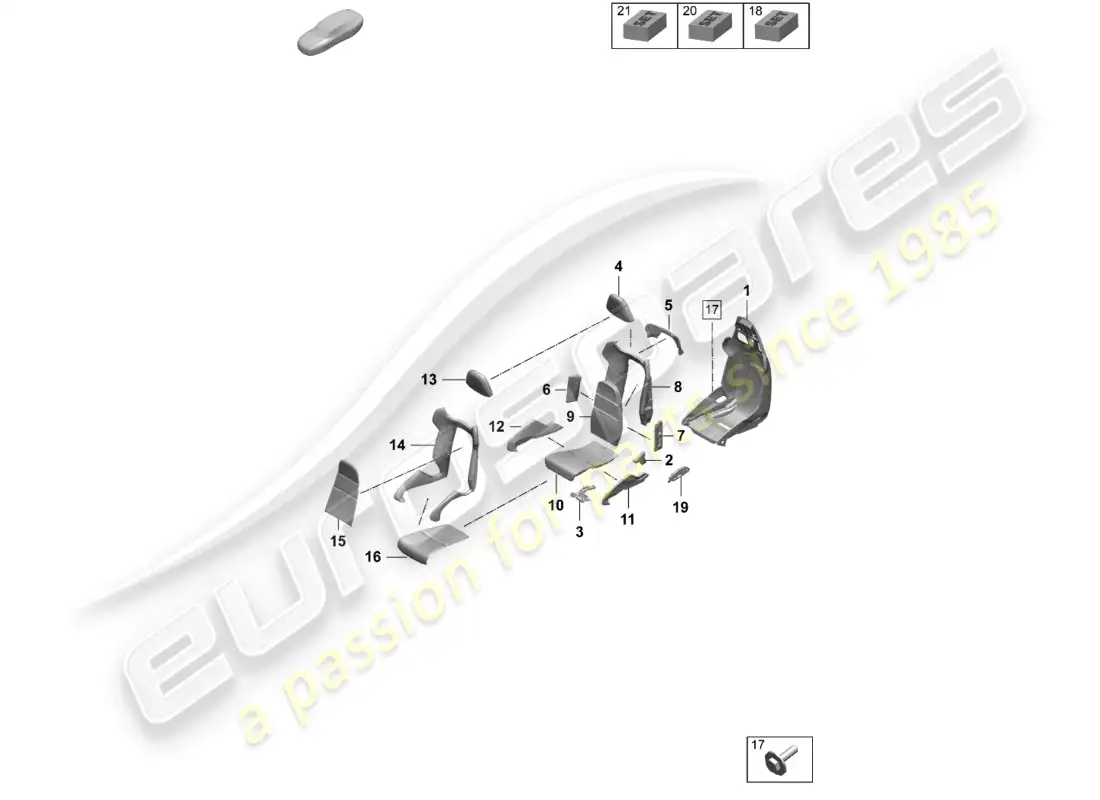 porsche 2026 (taycan 9j1-2) asiento tipo butaca marco del asiento fundas de asiento pieza de espuma diagrama de piezas