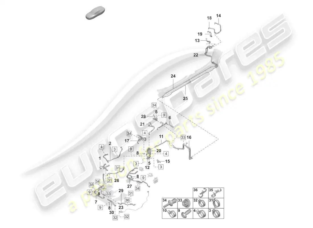 porsche 2022 (taycan 9j1-1) coolant pipe diagrama de piezas