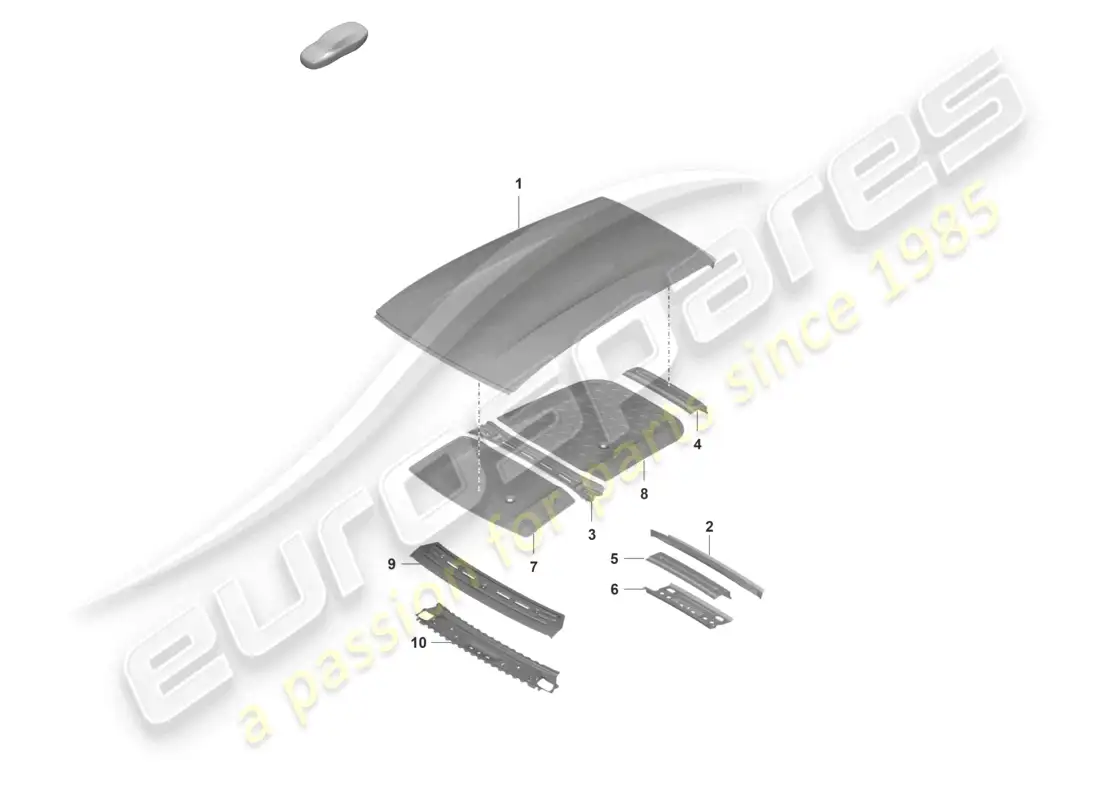 porsche 2023 (taycan 9j1-1) amortiguación del panel exterior del techo diagrama de piezas