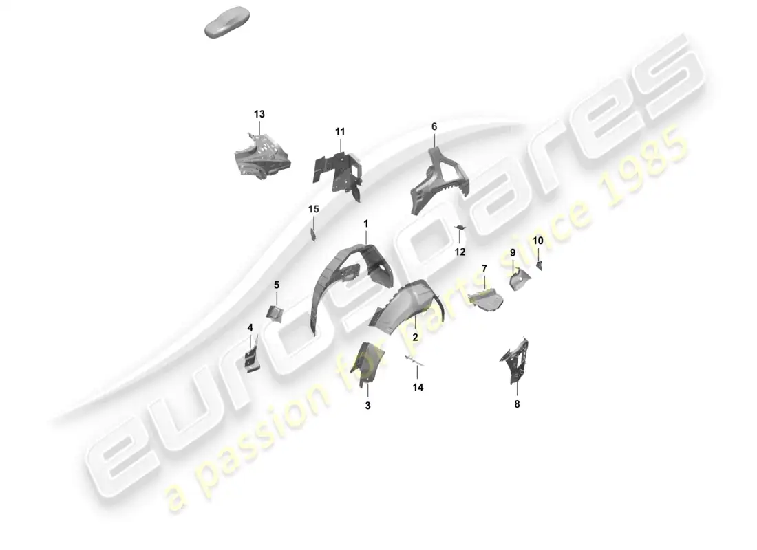 porsche 2025 (taycan 9j1-2) panel lateral, carcasa interior de la rueda trasera diagrama de piezas