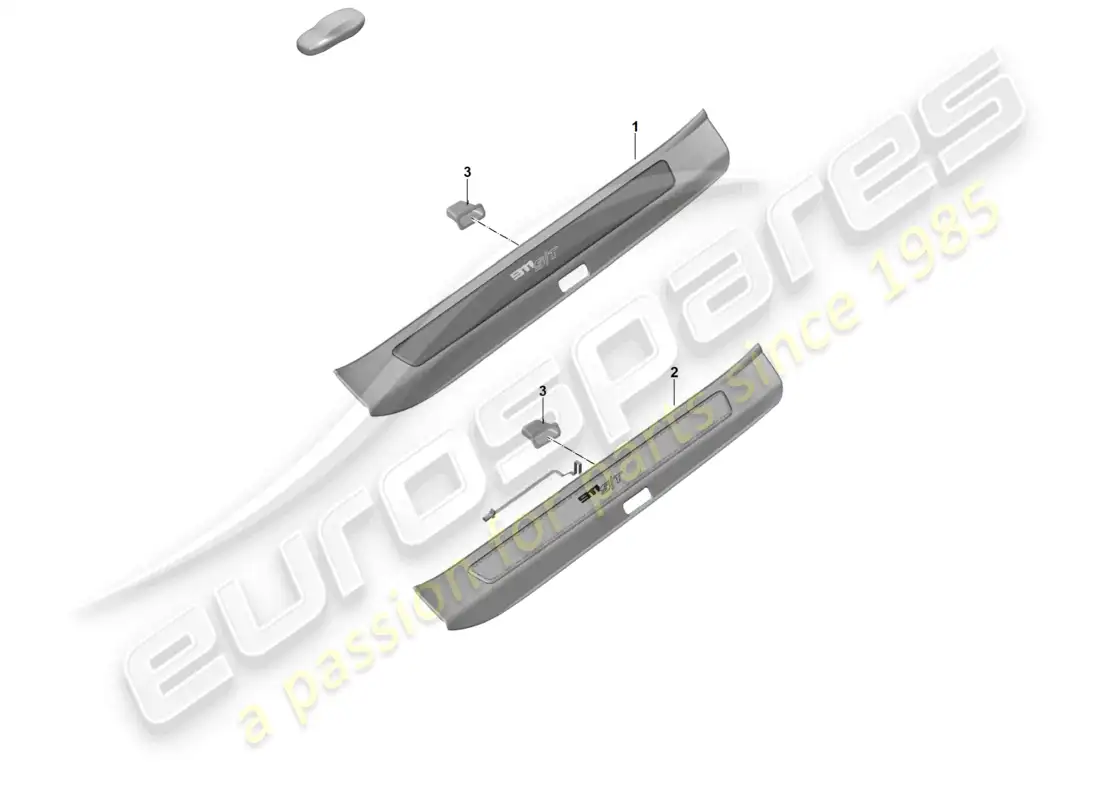 porsche 2024 (992-2 gt3/rs/st) banda de entrada con letras diagrama de piezas