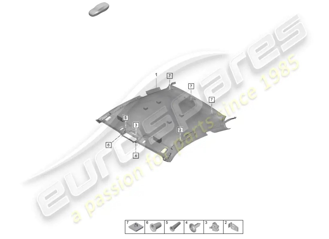 porsche 2024 (992-2 gt3/rs/st) adorno del techo diagrama de piezas