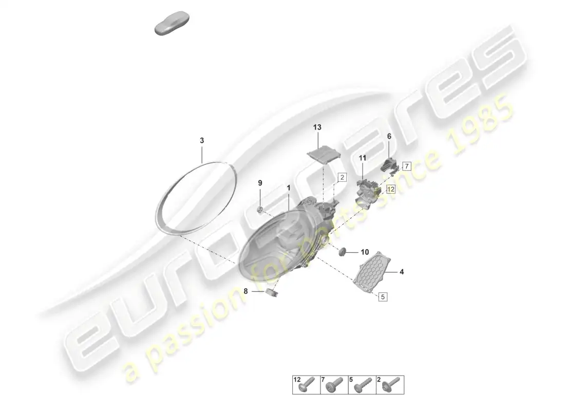 porsche 2021 (992-1 gt3/rs/st) faro led diagrama de piezas
