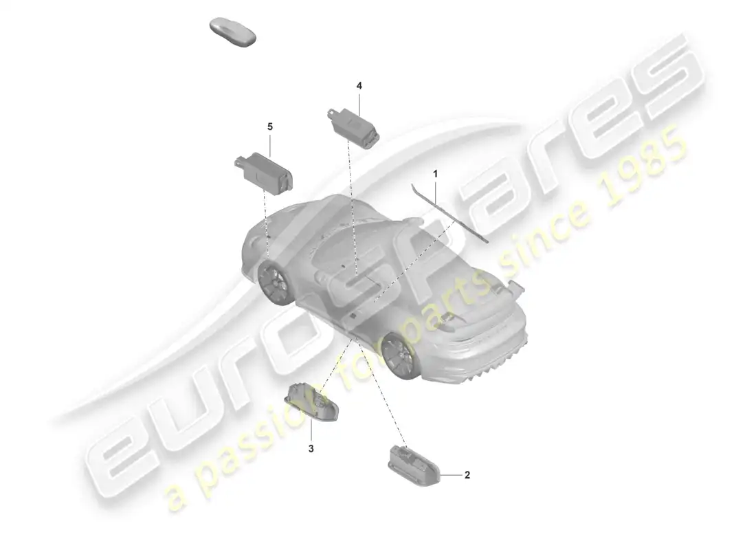 porsche 2023 (992-1 gt3/rs/st) luz interior luz de advertencia de la puerta luz del espacio para los pies diagrama de piezas