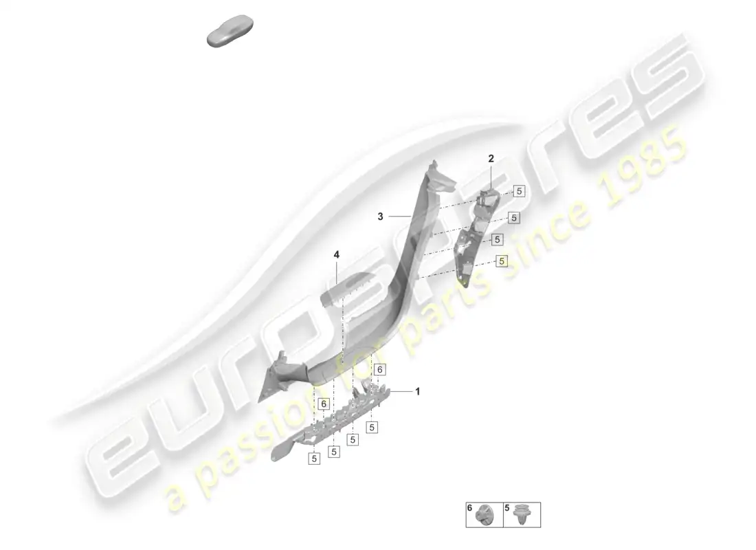 porsche 2020 (taycan 9j1-1) diagrama de piezas de la cubierta trasera de la moldura del umbral