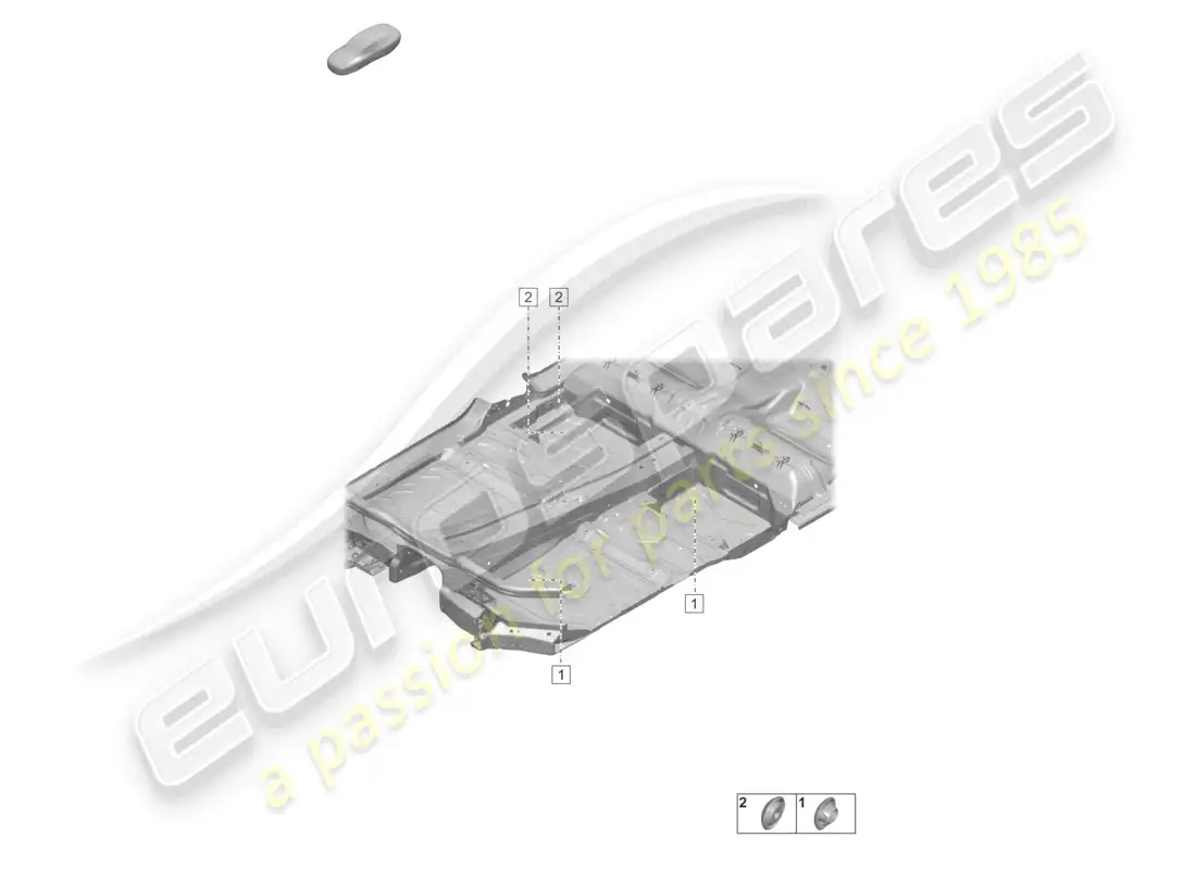 porsche 2020 (taycan 9j1-1) diagrama de piezas interiores de la parte inferior de la carrocería