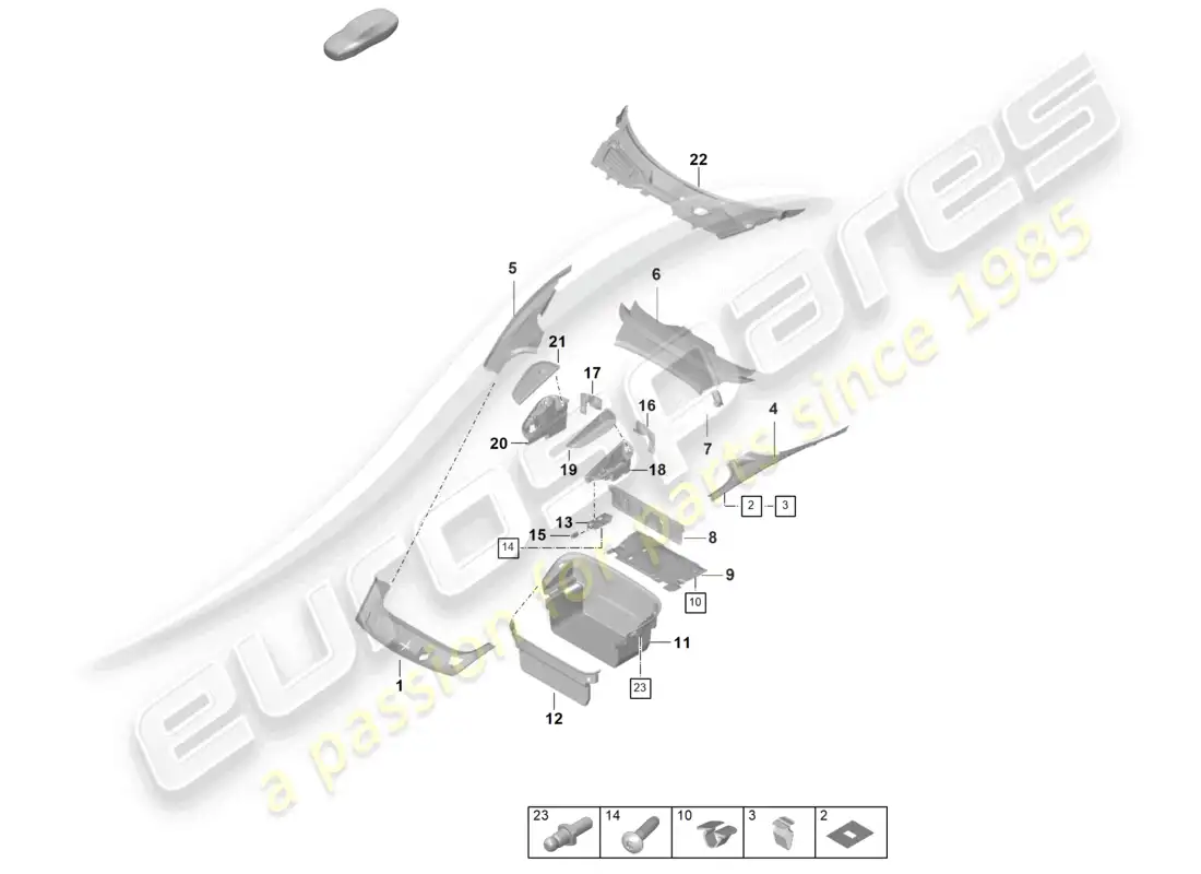 porsche 2020 (taycan 9j1-1) diagrama de piezas del guarnecido del compartimento de equipaje