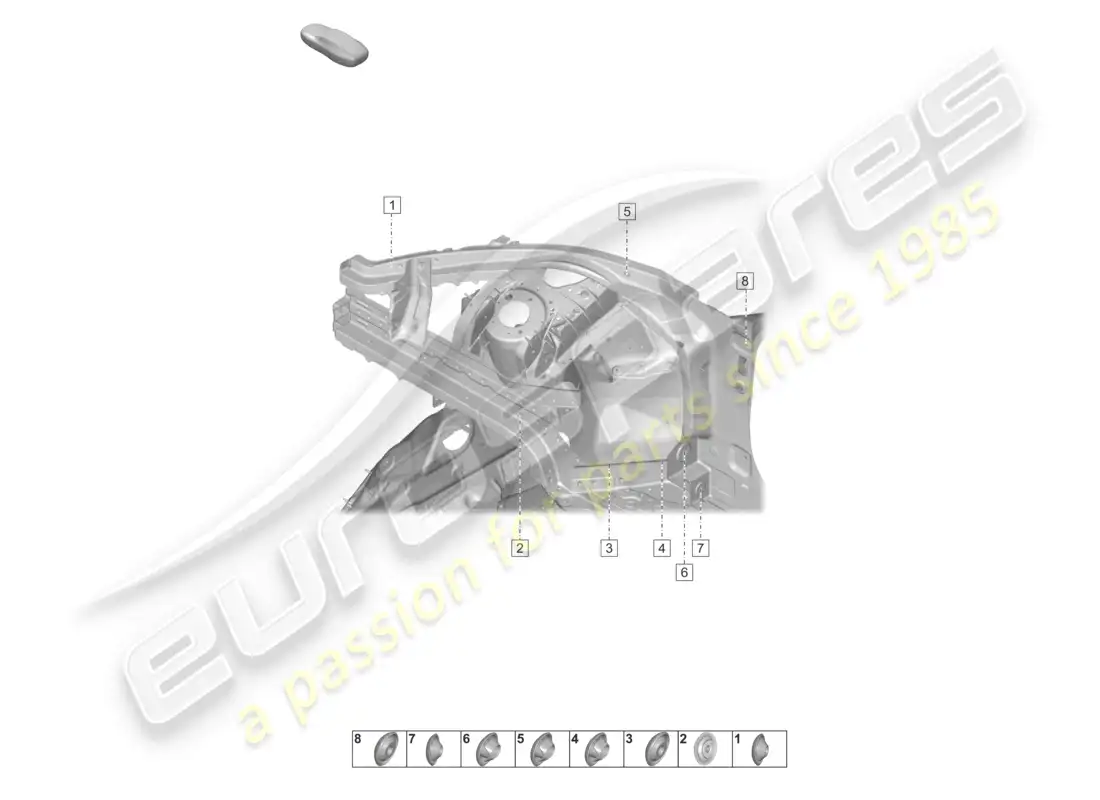 porsche 2020 (taycan 9j1-1) diagrama de piezas del alojamiento de la rueda del miembro lateral exterior del extremo delantero