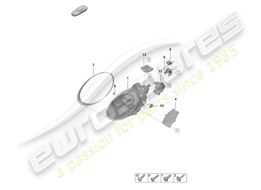porsche 2023 (992-1 gt3/rs/st) faro led pdls+ diagrama de piezas