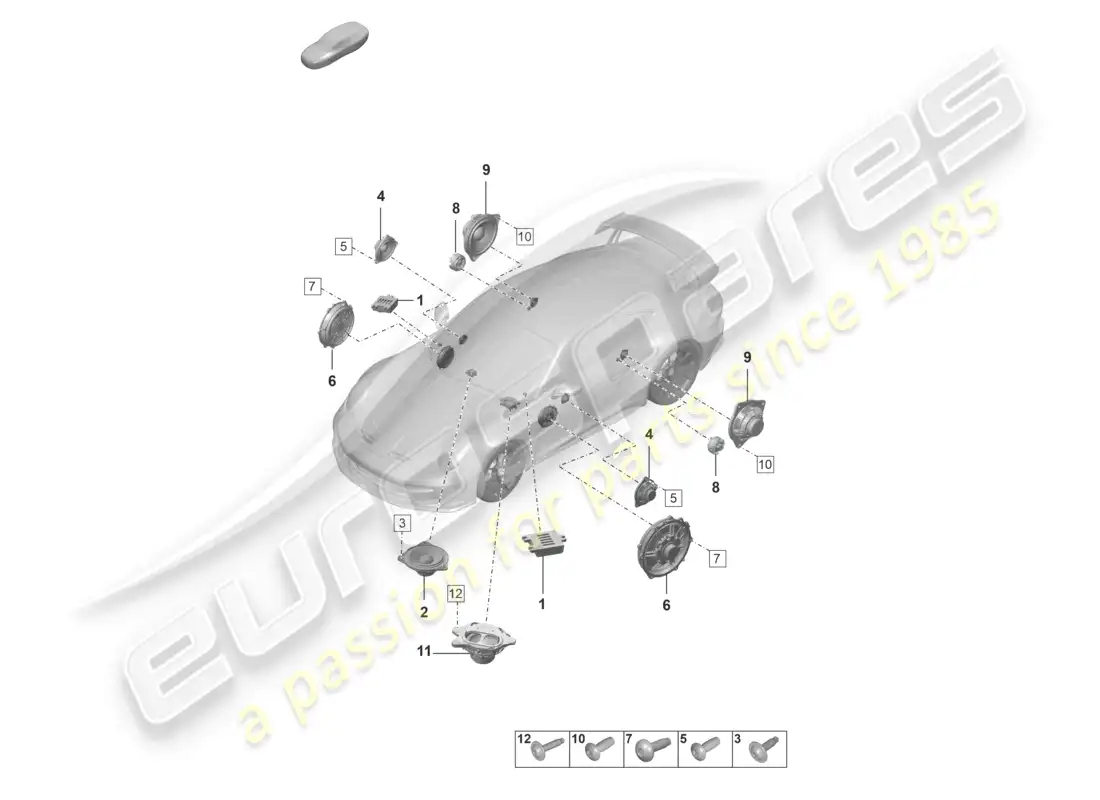 porsche 2023 (992-1 gt3/rs/st) altoparlante diagrama de piezas