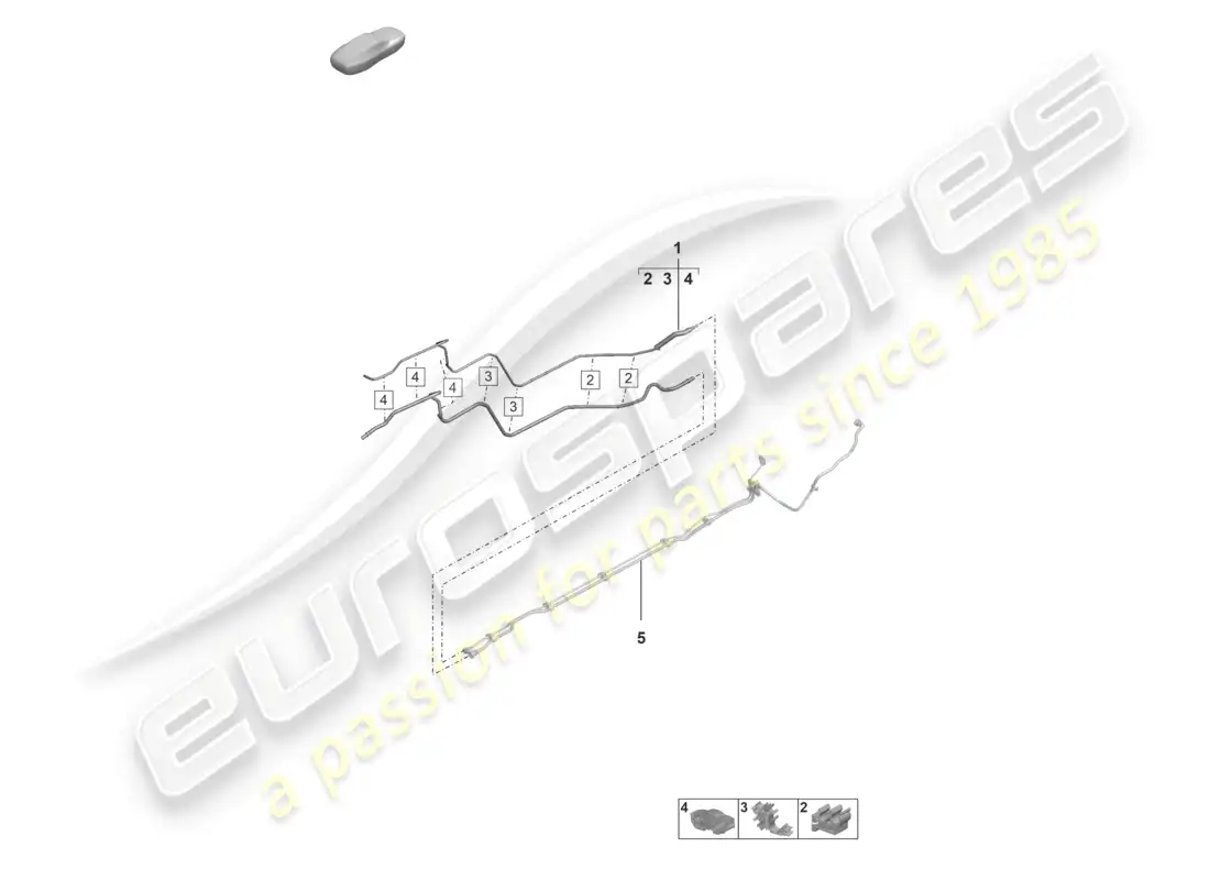 porsche 2026 (992-2 gt3/rs/st) tubería de combustible trasera diagrama de piezas