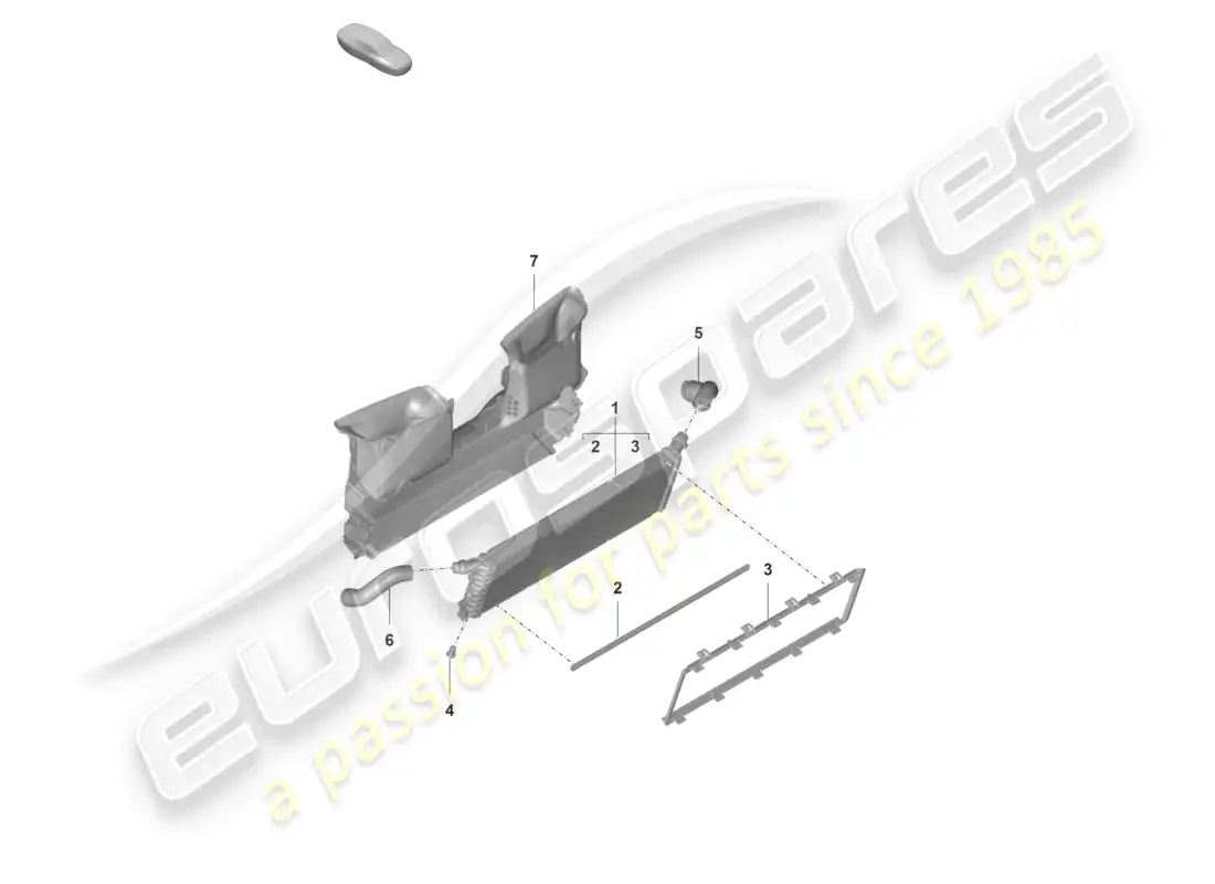 porsche 2022 (992-1 gt3/rs/st) diagrama de piezas del enfriador de refrigerante delantero central para vehículos con radiador de refrigerante adicional