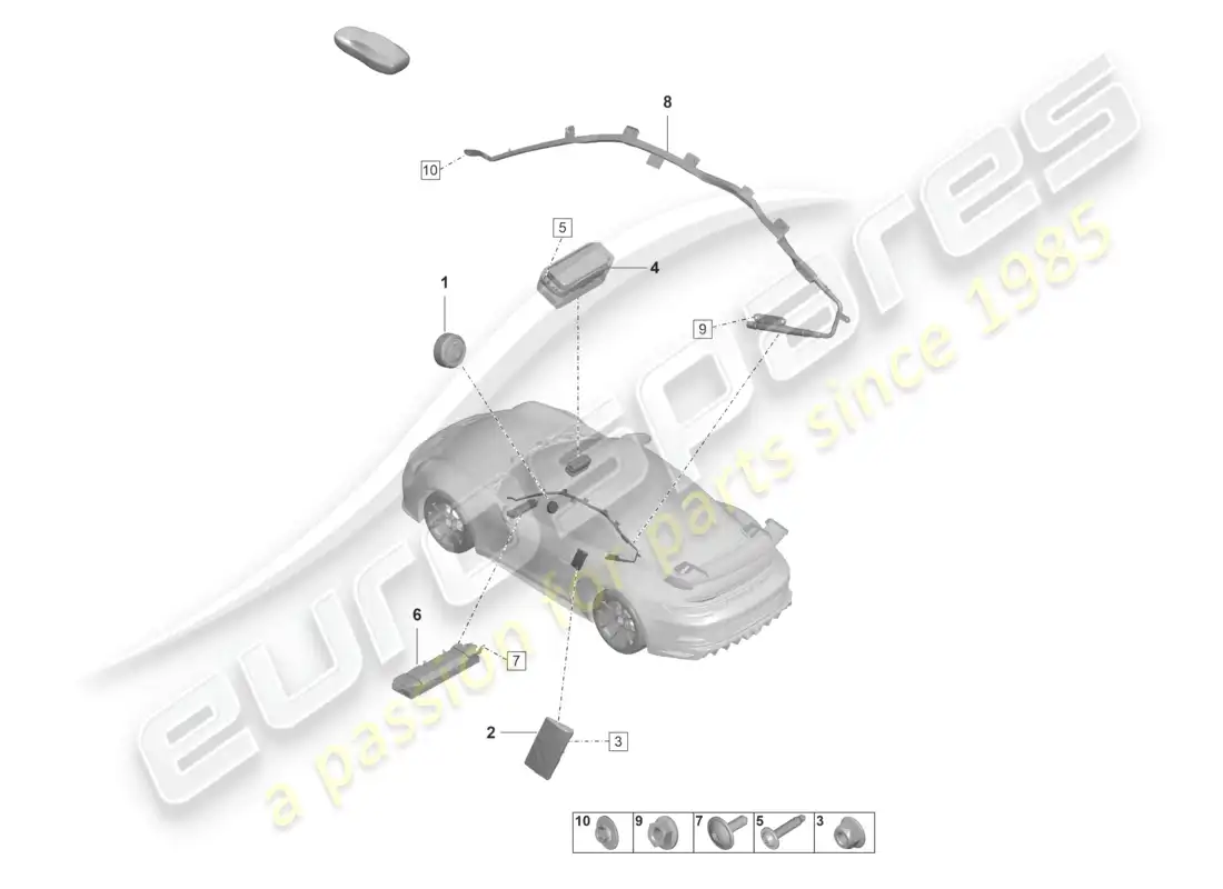 porsche 2022 (992-1 gt3/rs/st) diagrama de piezas del airbag