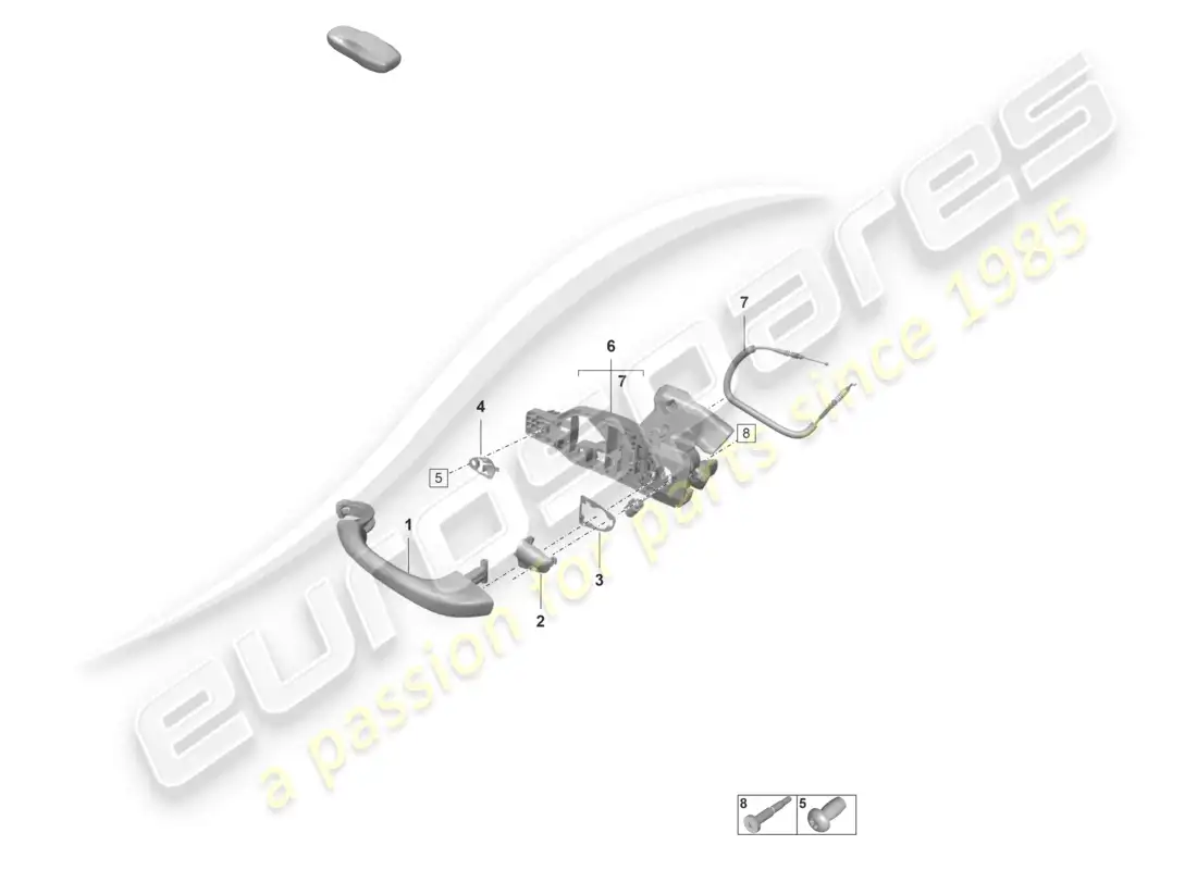 porsche 2021 (992-1 gt3/rs/st) manijas de puerta diagrama de piezas