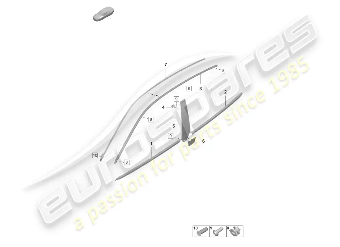 porsche 2022 (taycan 9j1-1) moldura para puerta delantera y trasera diagrama de piezas