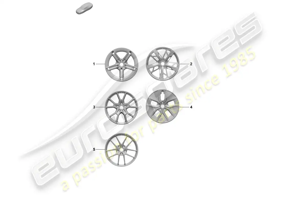 porsche 2026 (taycan 9j1-2) llanta de aleación 21 diagrama de piezas