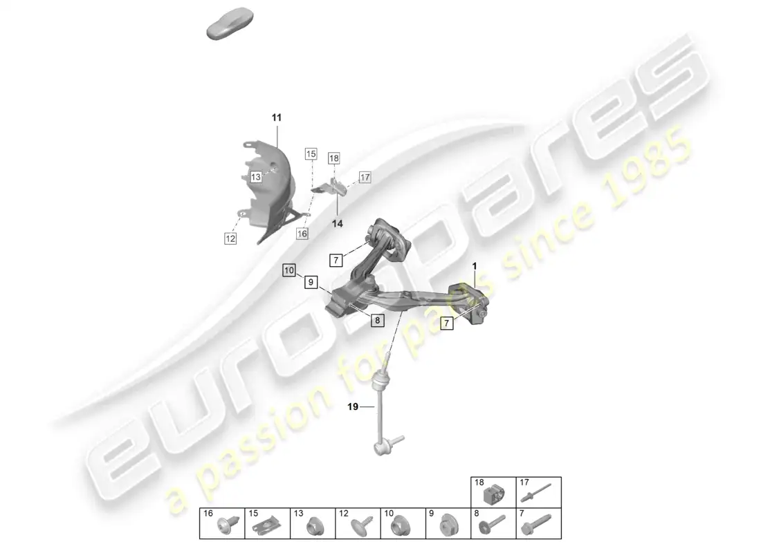 porsche 2022 (992-1 gt3/rs/st) diagrama de la parte superior de la horquilla