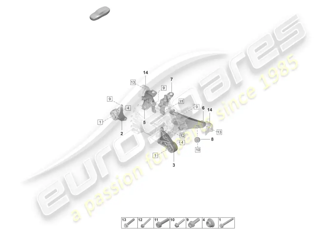 porsche 2022 (taycan 9j1-1) aparejo de elevación del motor eje delantero diagrama de piezas
