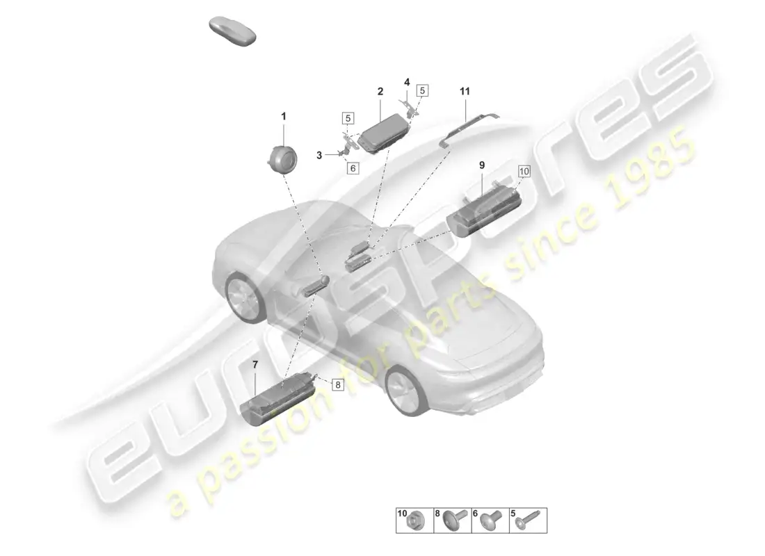 porsche 2023 (taycan 9j1-1) bolsa de aire diagrama de piezas