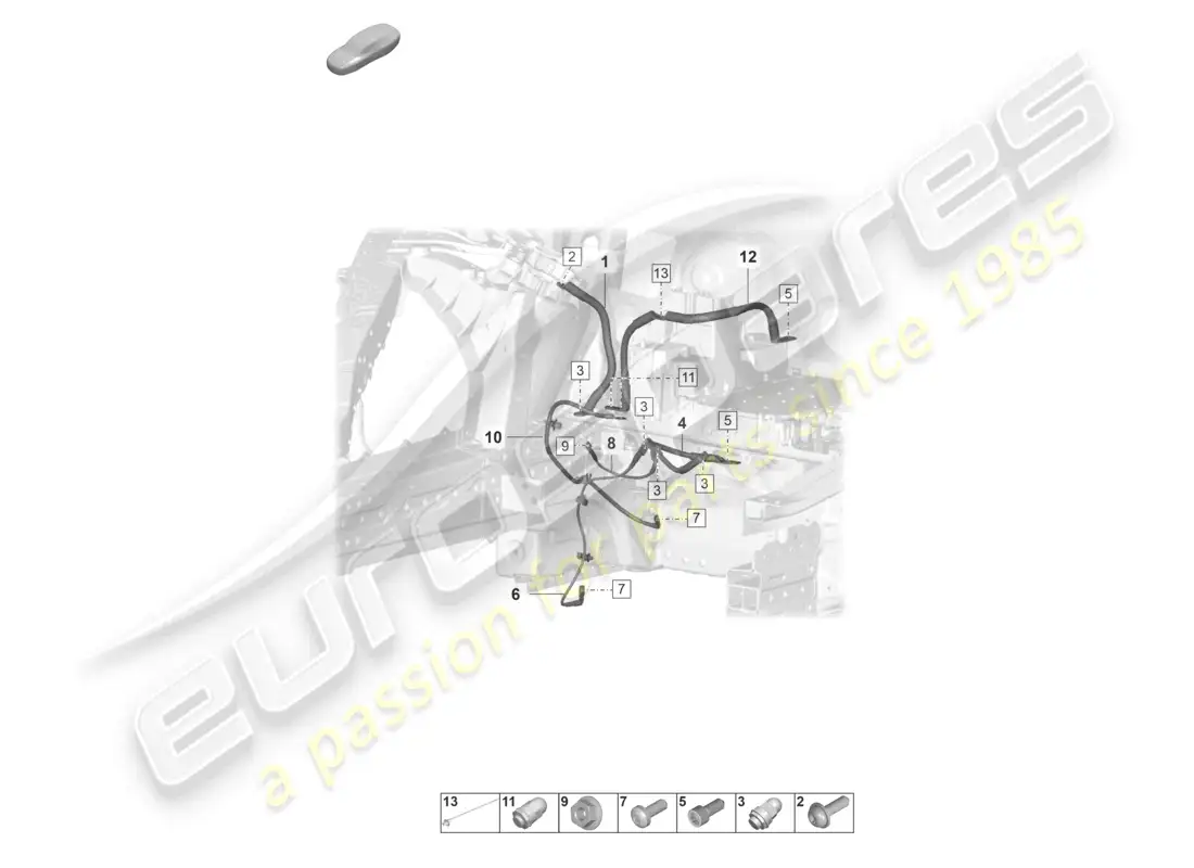 porsche 2023 (taycan 9j1-1) diagrama de partes de la línea de tierra