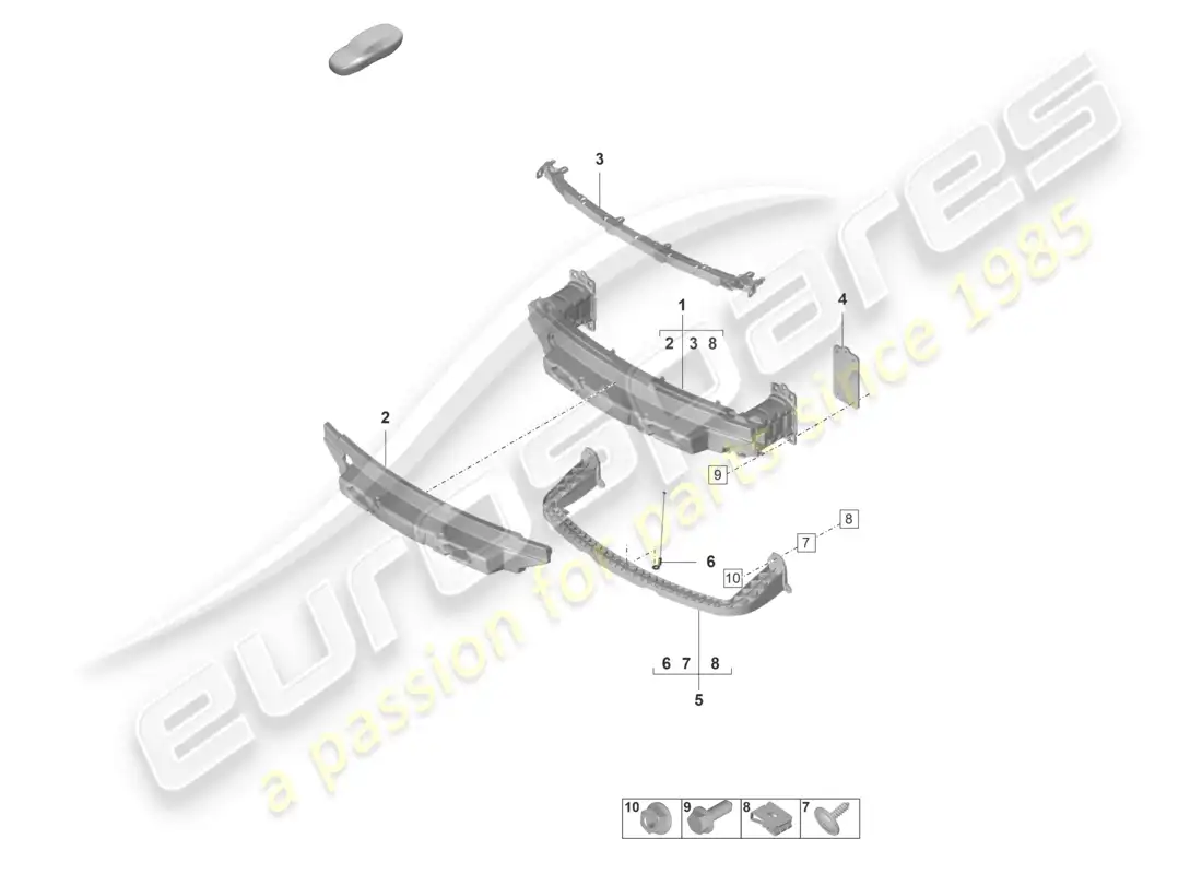 porsche 2023 (992-1 gt3/rs/st) porta parachoques delantero diagrama de piezas