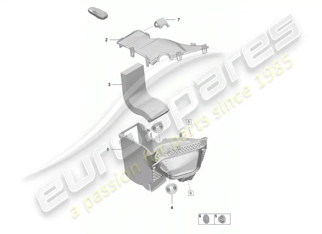 porsche 2022 (992-1 gt3/rs/st) diagrama de piezas de entrada de aire fresco