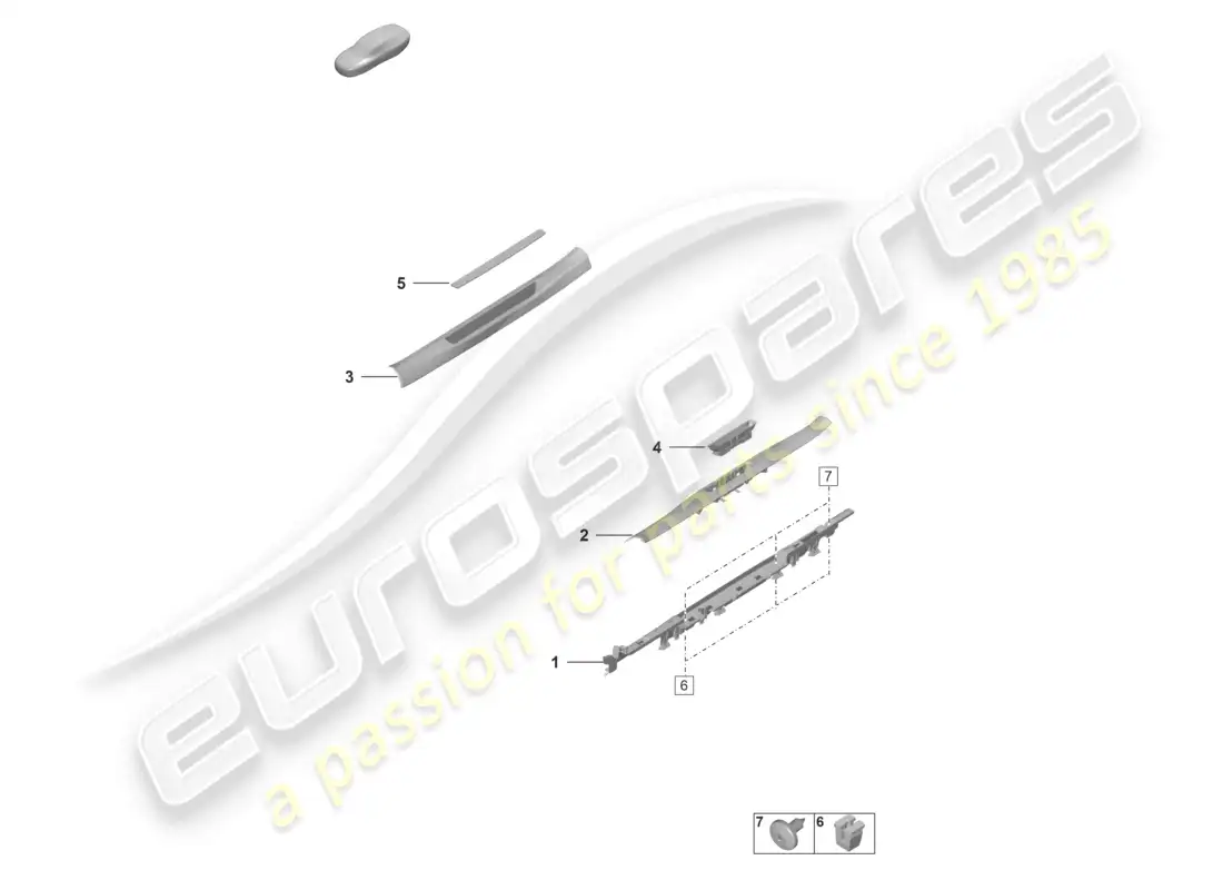 porsche 2022 (992-1 gt3/rs/st) diagrama de piezas del interior del revestimiento del miembro lateral