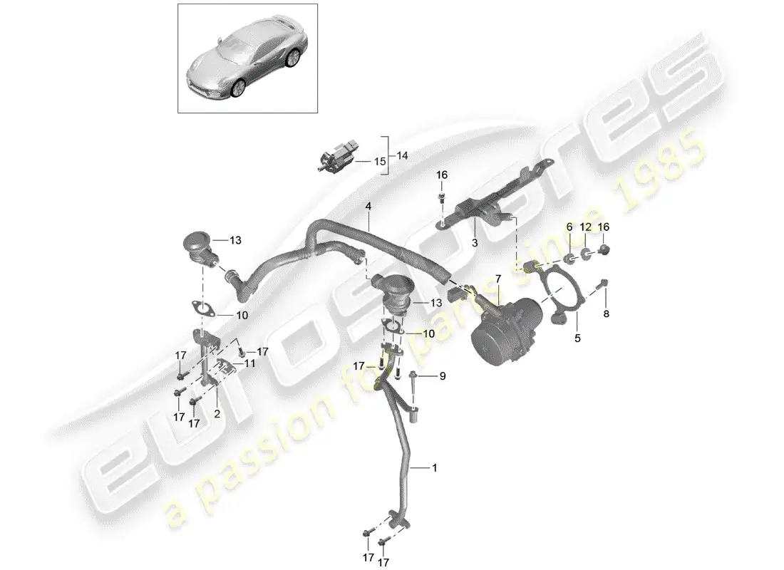 porsche 2018 (991-2 turbo) bomba de aire secundario diagrama de piezas