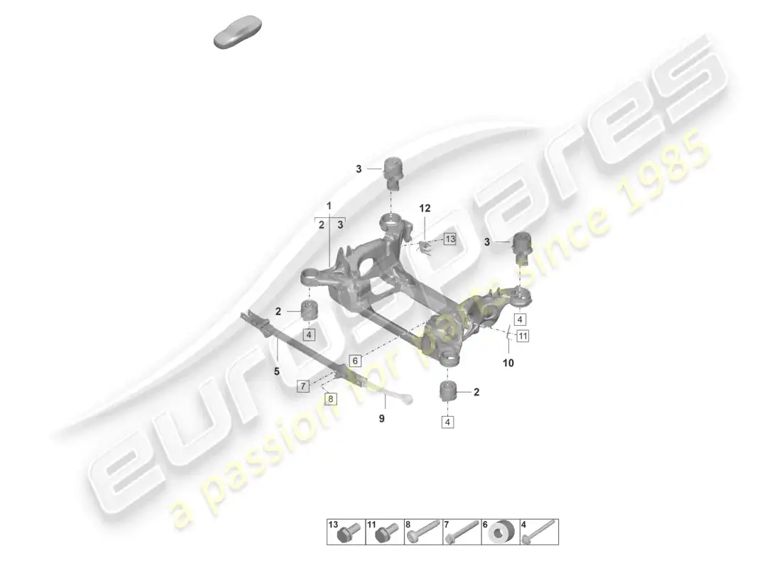 porsche 2020 (taycan 9j1-1) submarco de suspensión diagrama de piezas