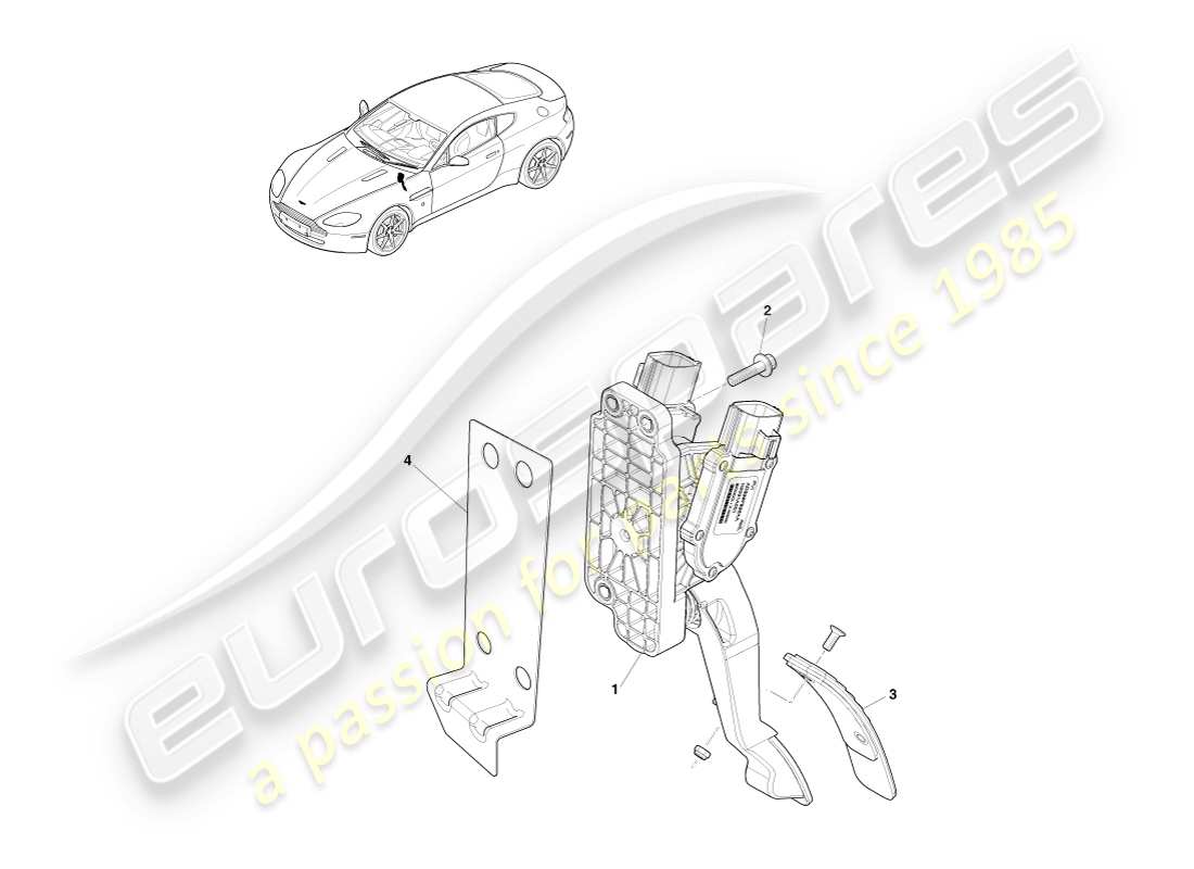 aston martin v8 vantage (2005) diagrama de piezas del pedal del acelerador