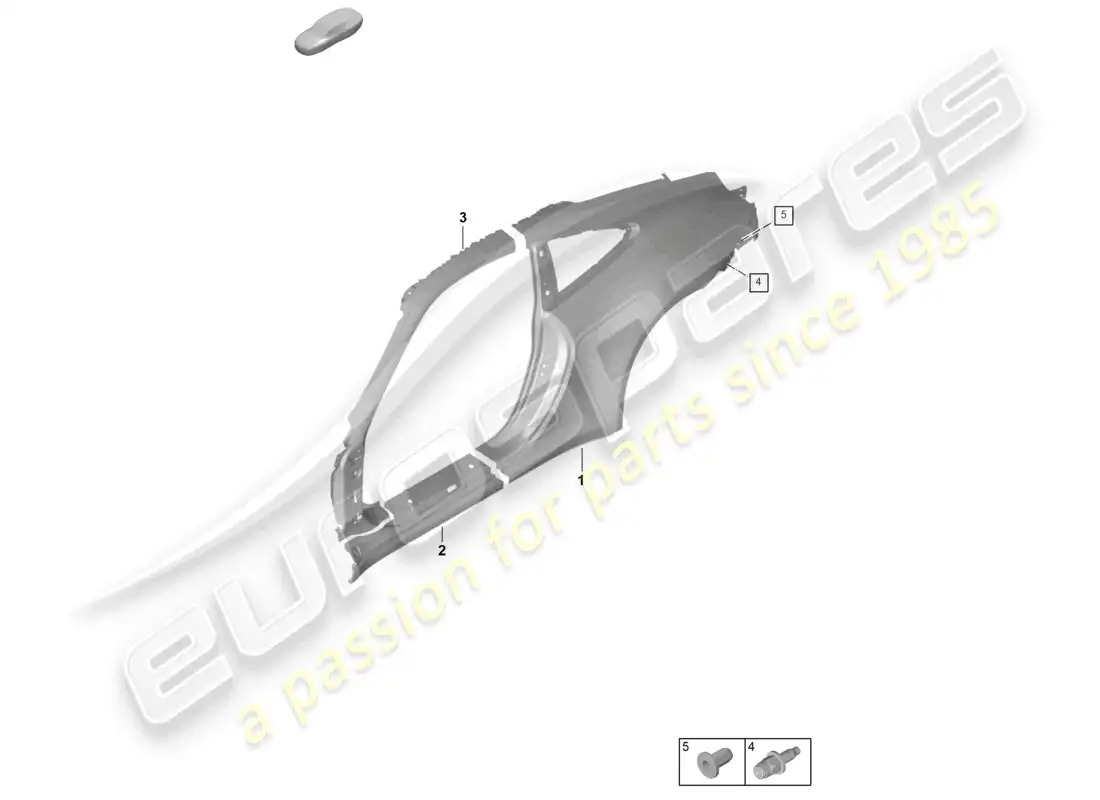 porsche 2022 (992-1 gt3/rs/st) diagrama de piezas de la parte lateral exterior gt3