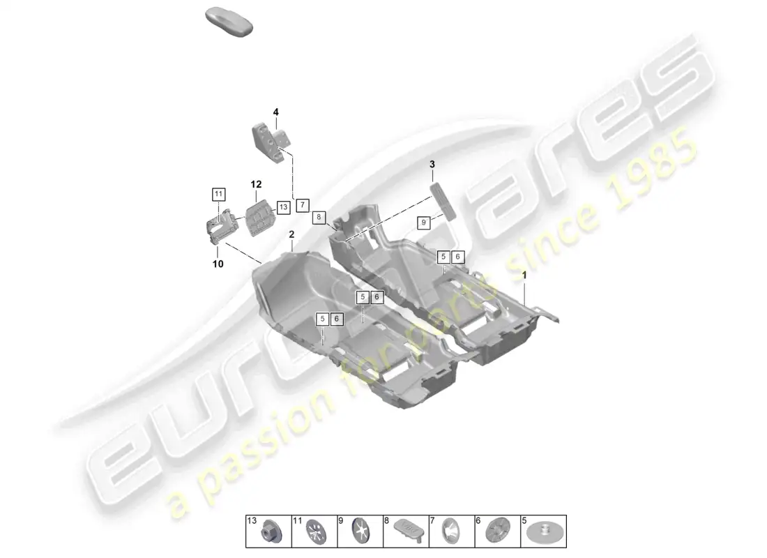 porsche 2020 (taycan 9j1-1) diagrama de piezas de molduras para pisos (alfombras)