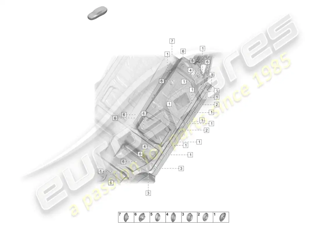 porsche 2020 (taycan 9j1-1) diagrama de piezas de la parte delantera izquierda de la parte inferior de la carrocería