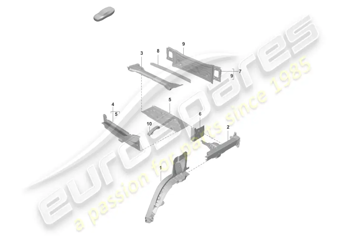 porsche 2020 (taycan 9j1-1) parte trasera larguero piezas individuales diagrama de piezas