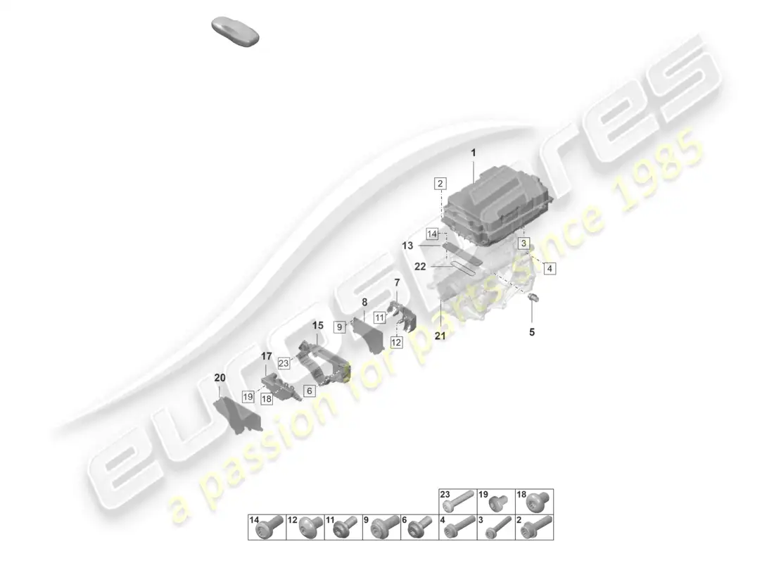 porsche 2022 (taycan 9j1-1) motor de tracción para accionamiento eléctrico piezas individuales eje delantero diagrama de piezas
