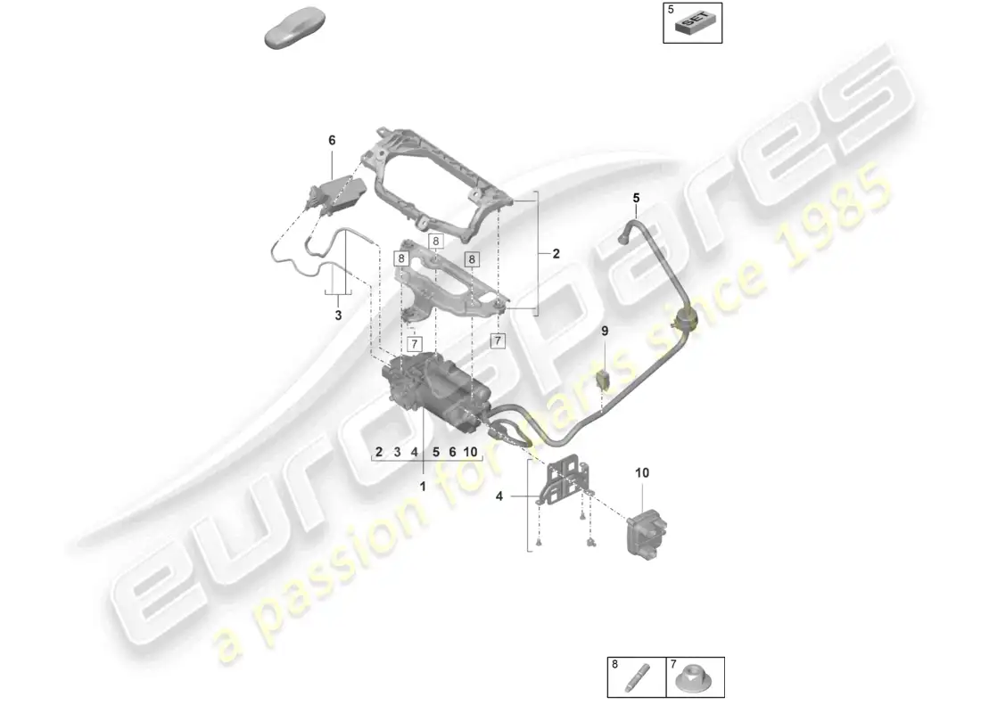 porsche 2020 (taycan 9j1-1) diagrama de piezas de la unidad de suministro de aire del compresor
