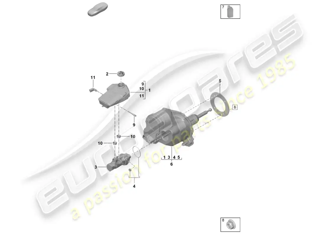 porsche 2020 (taycan 9j1-1) diagrama de piezas del servo freno (electromecánico)