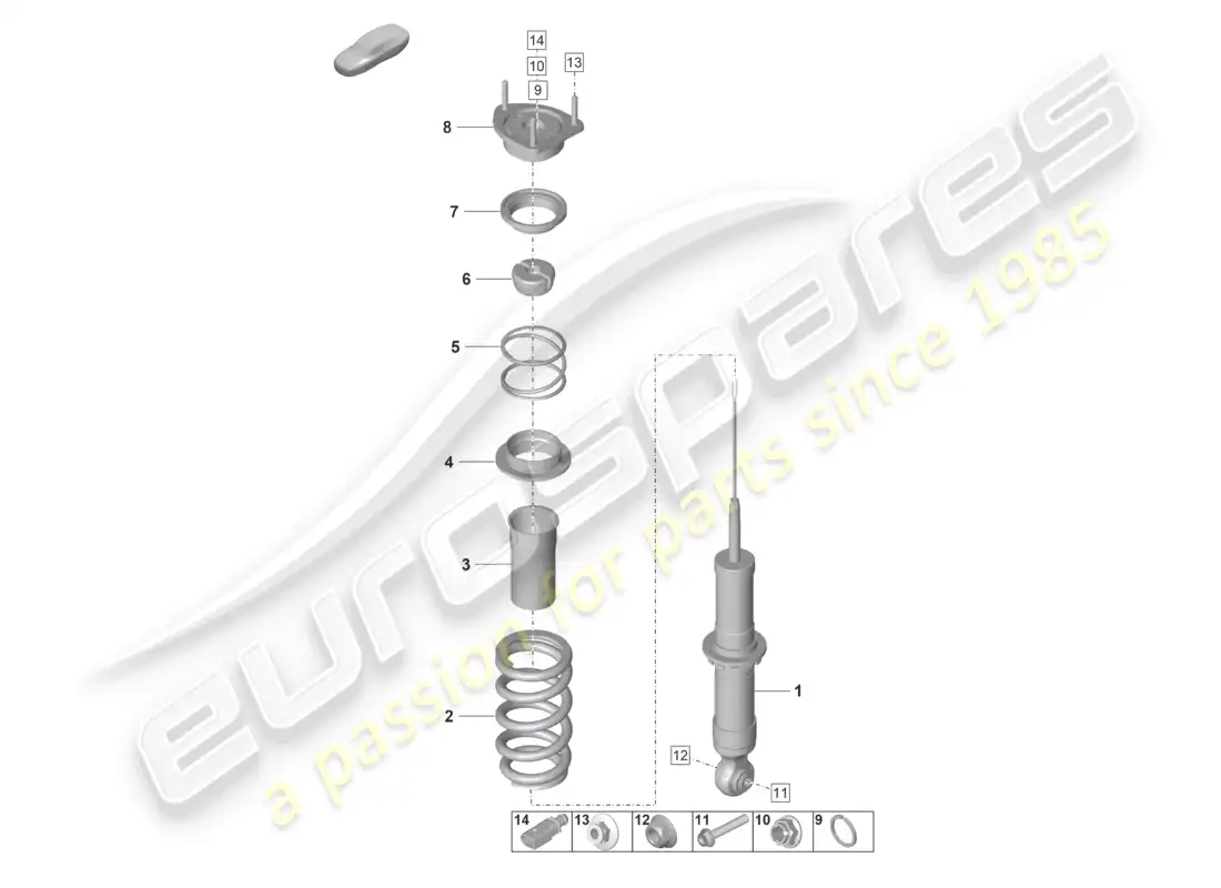 porsche 2024 (992-2 gt3/rs/st) amortiguador (cilindro de resorte) pieza individual diagrama de piezas