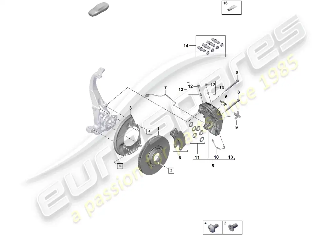 porsche 2020 (taycan 9j1-1) freno de disco 19 eje delantero blanco/negro d >>- mj 2020 diagrama de piezas
