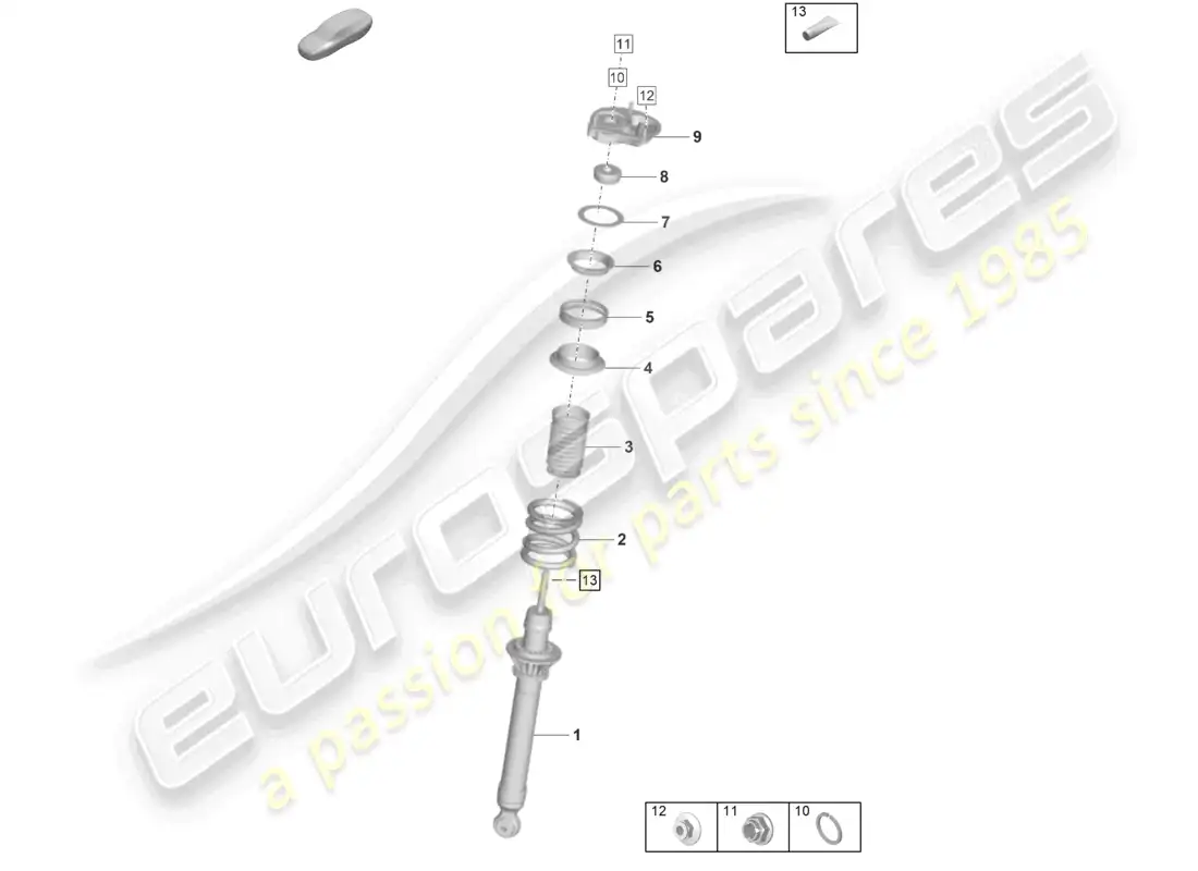 porsche 2022 (992-1 gt3/rs/st) suspensión amortiguadores diagrama de piezas