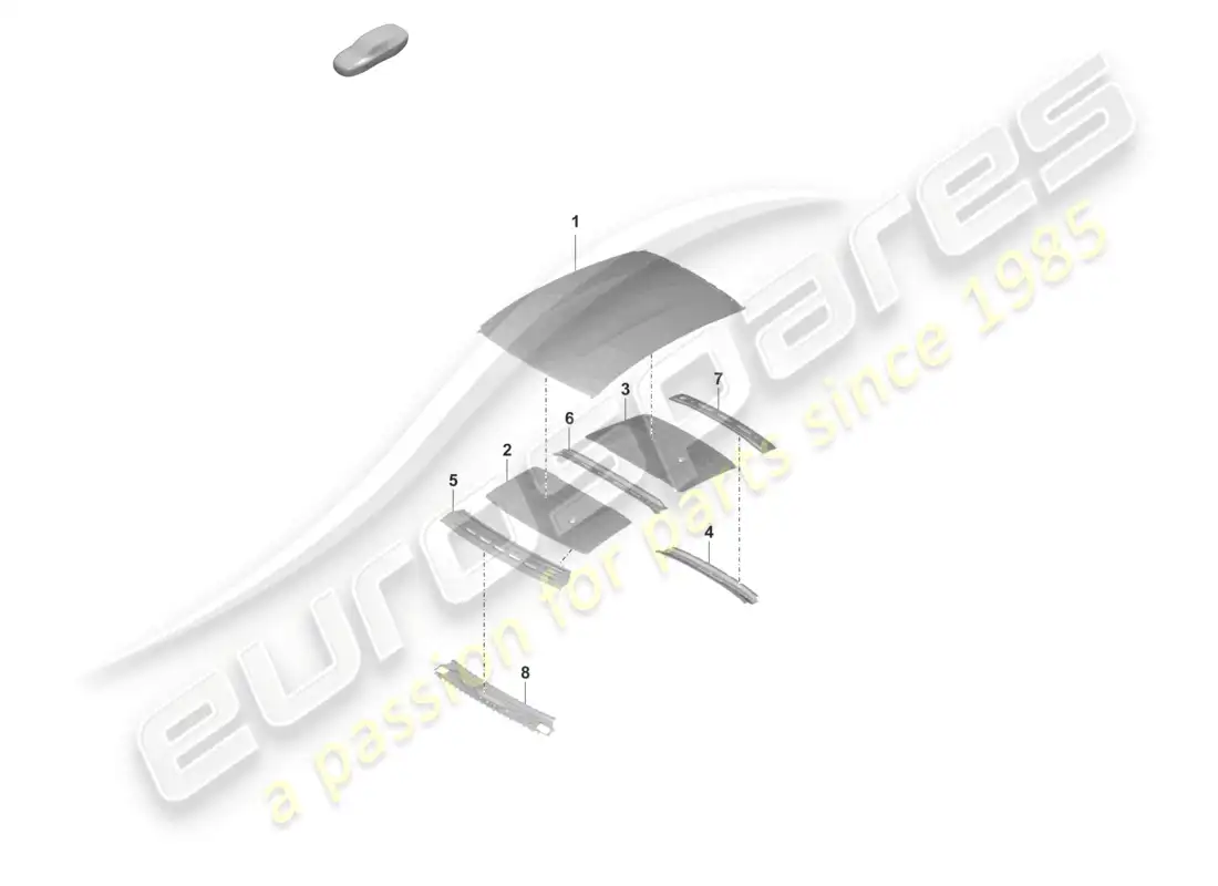 porsche 2023 (taycan 9j1-1) amortiguación del panel exterior del techo diagrama de piezas