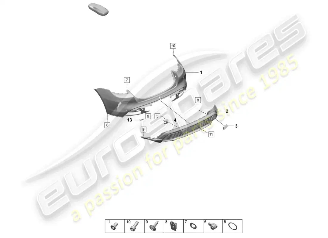 porsche 2026 (taycan 9j1-2) parachoques trasero para variante de equipamiento: básico sport turismo st diagrama de piezas