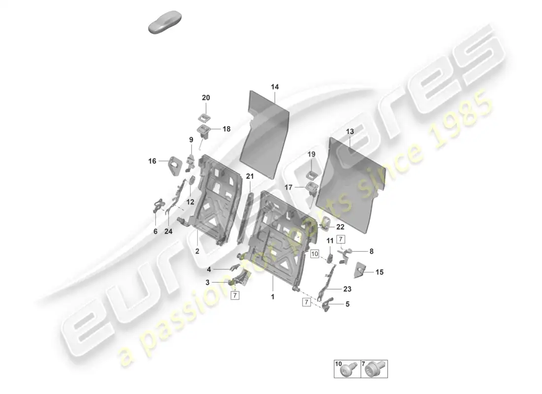 porsche 2023 (taycan 9j1-1) marco del respaldo asiento estándar diagrama de piezas