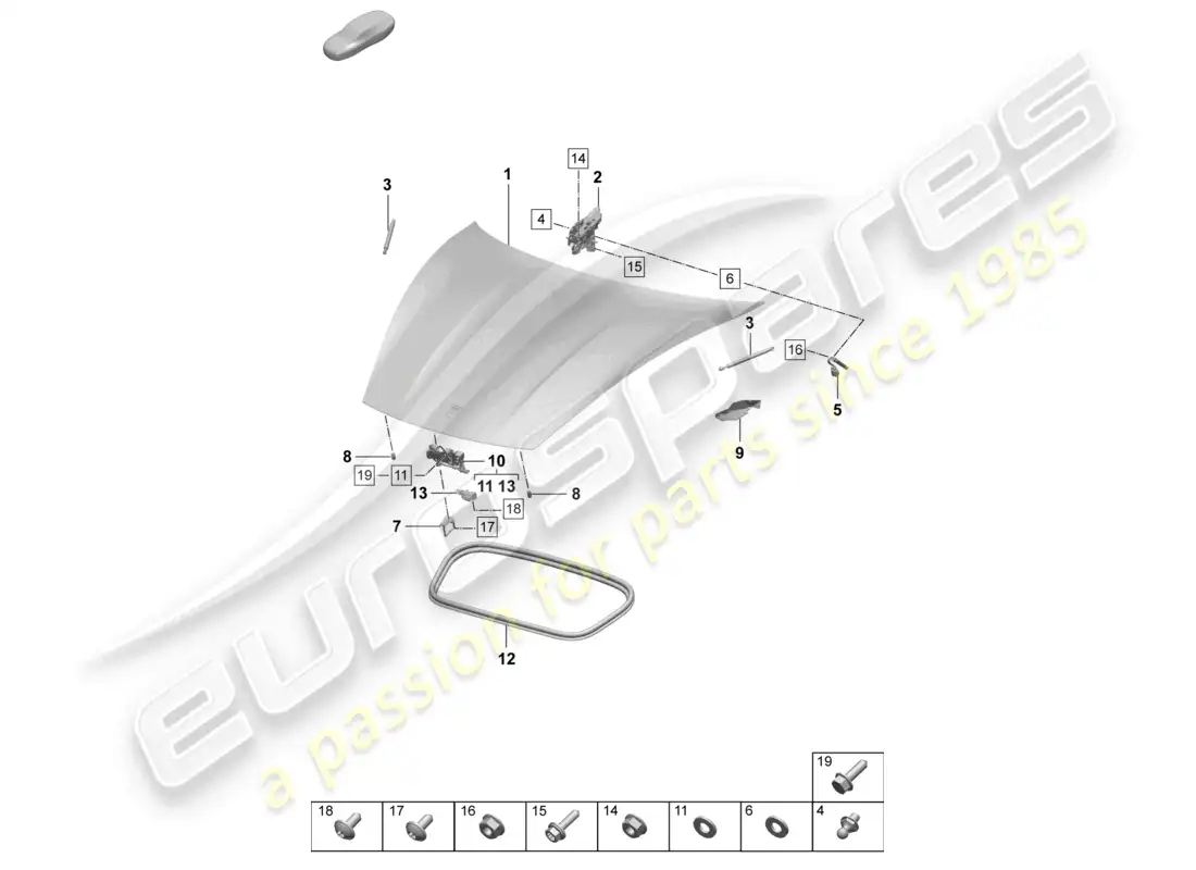 porsche 2026 (taycan 9j1-2) cubierta frontal diagrama de piezas