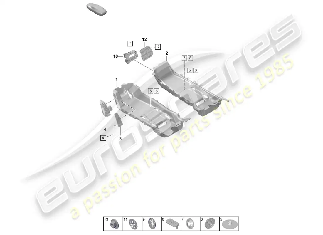 porsche 2020 (taycan 9j1-1) diagrama de piezas de molduras para pisos (alfombras)