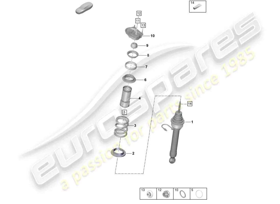 porsche 2022 (992-1 gt3/rs/st) diagrama de piezas de los amortiguadores de suspensión